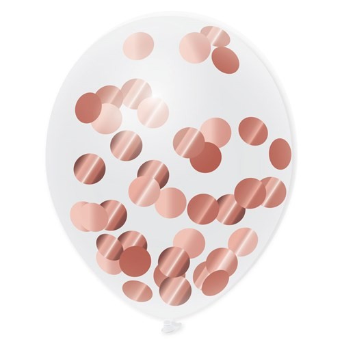 Ballon helder met rosé gouden Confetti