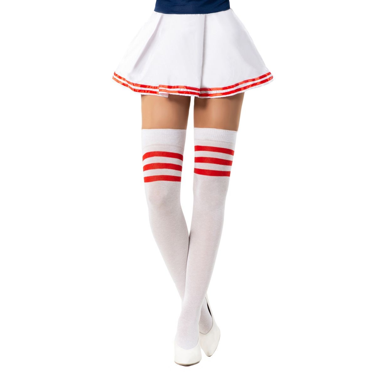 Cheerleader kniekousen Wit Rood