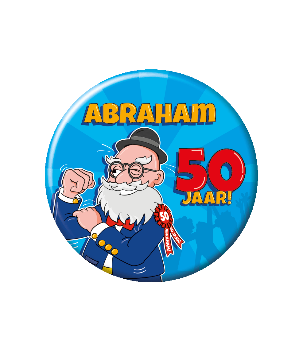 Button Abraham 50 jaar cartoon