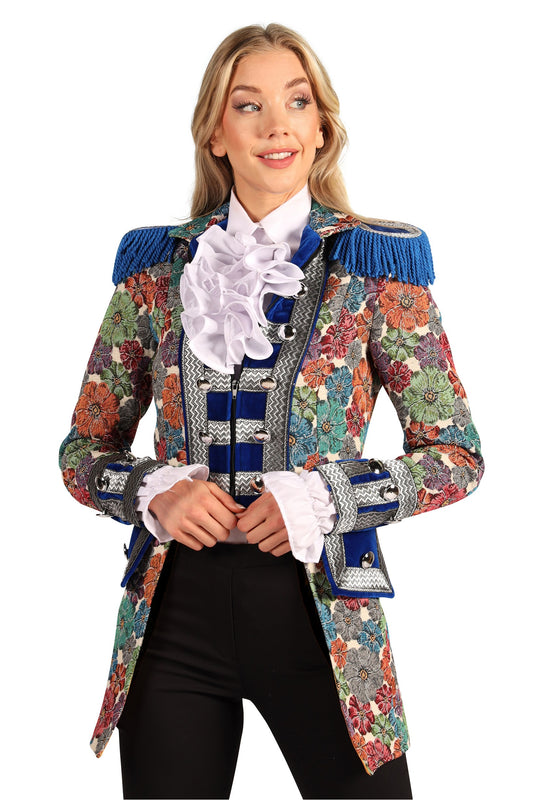 Jas Dame Rustic Flower blauw