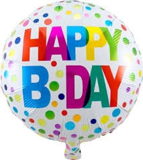 Folieballon Happy Birthday regenboog