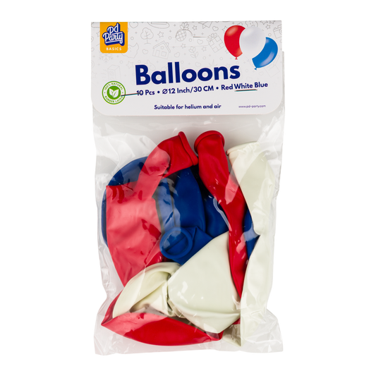Ballonnen Rood Wit Blauw 30cm