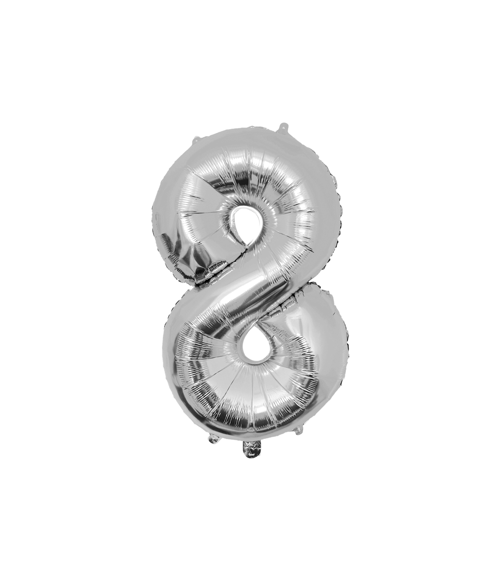 Grote Folieballon 8 zilver