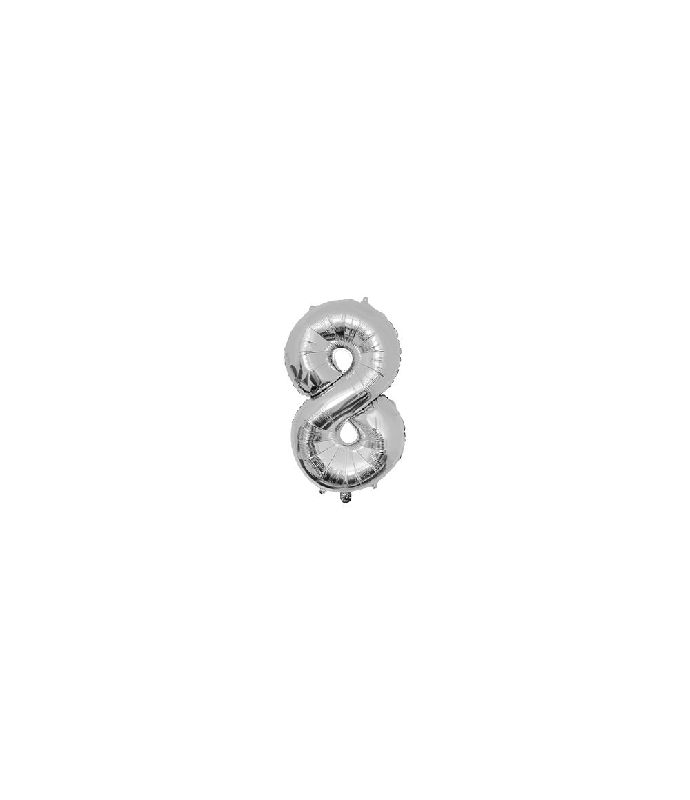 Folieballon 8 zilver