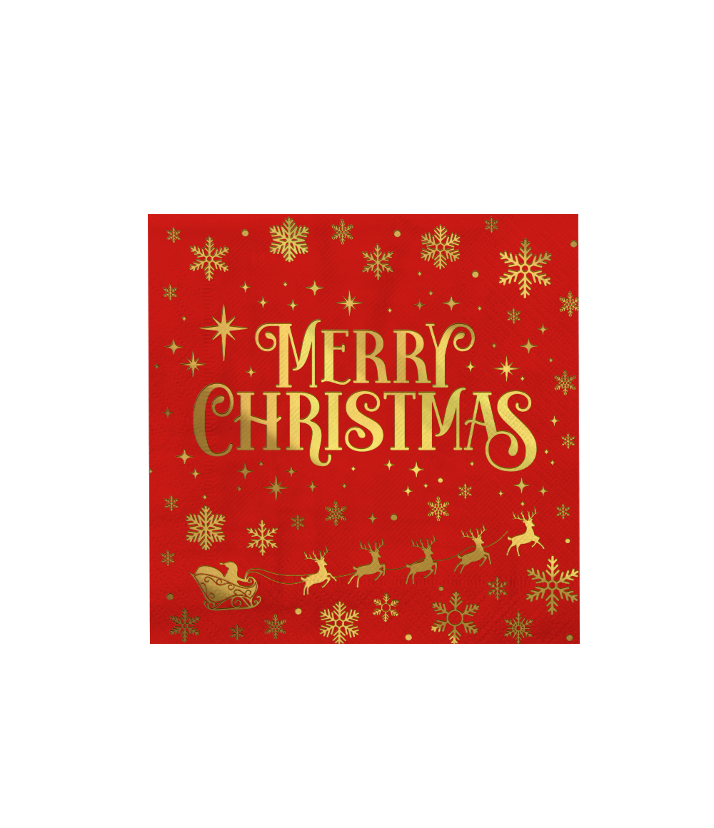 Servetten Merry Christmas rood