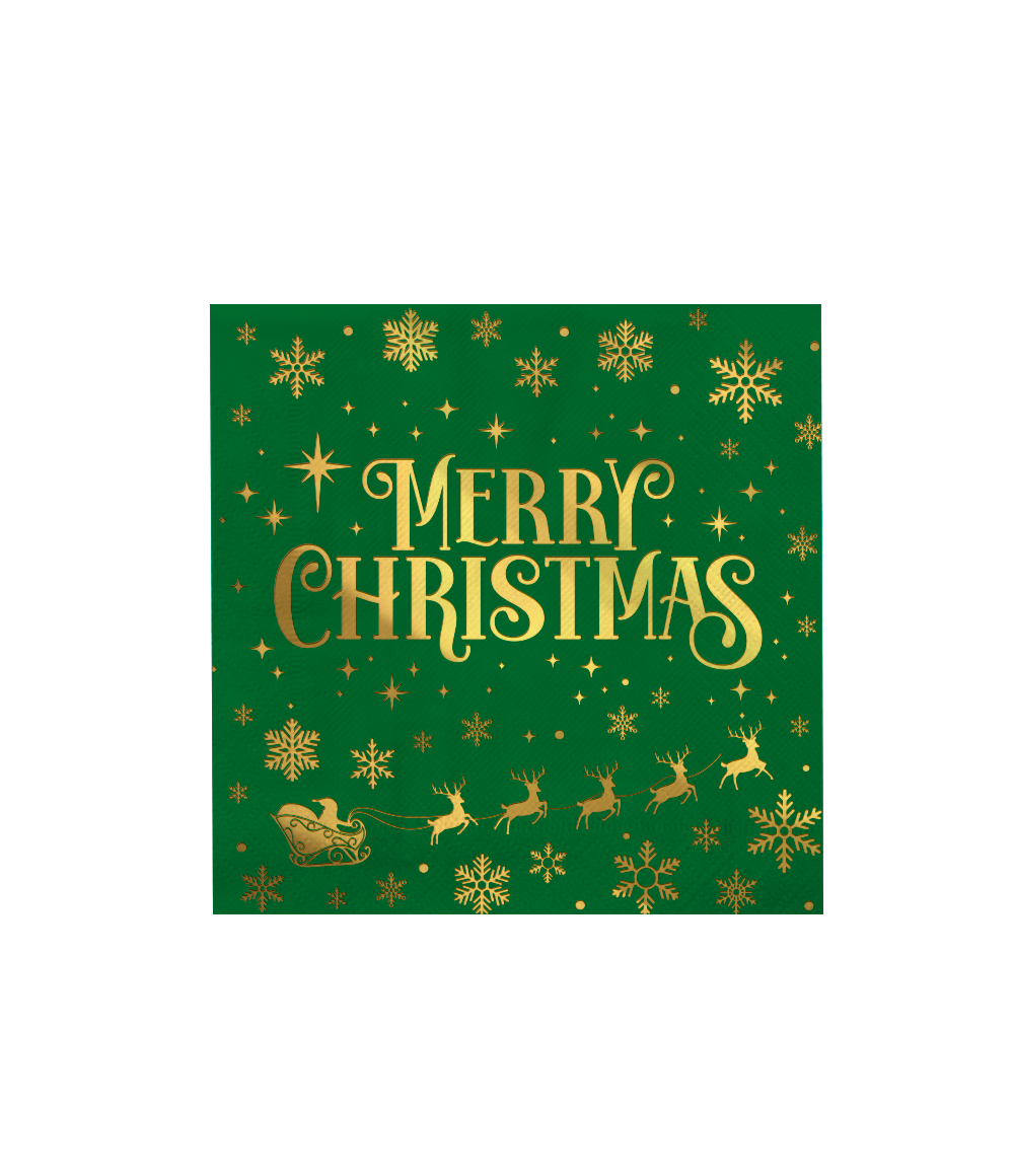 Servetten Merry Christmas groen