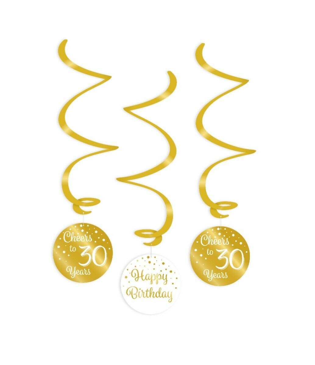 Swirl decoratie 30 jaar goud en wit