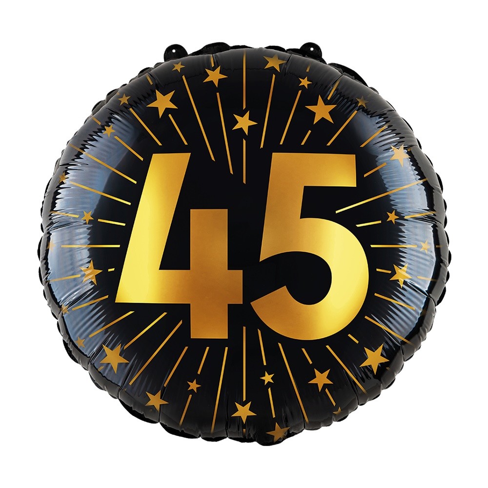 Folieballon 45 jaar Zwart Goud