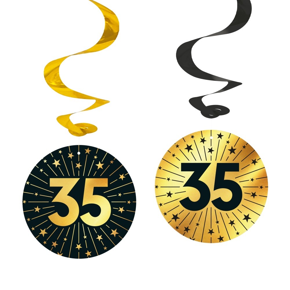Swirl decoratie 35 jaar Zwart Goud