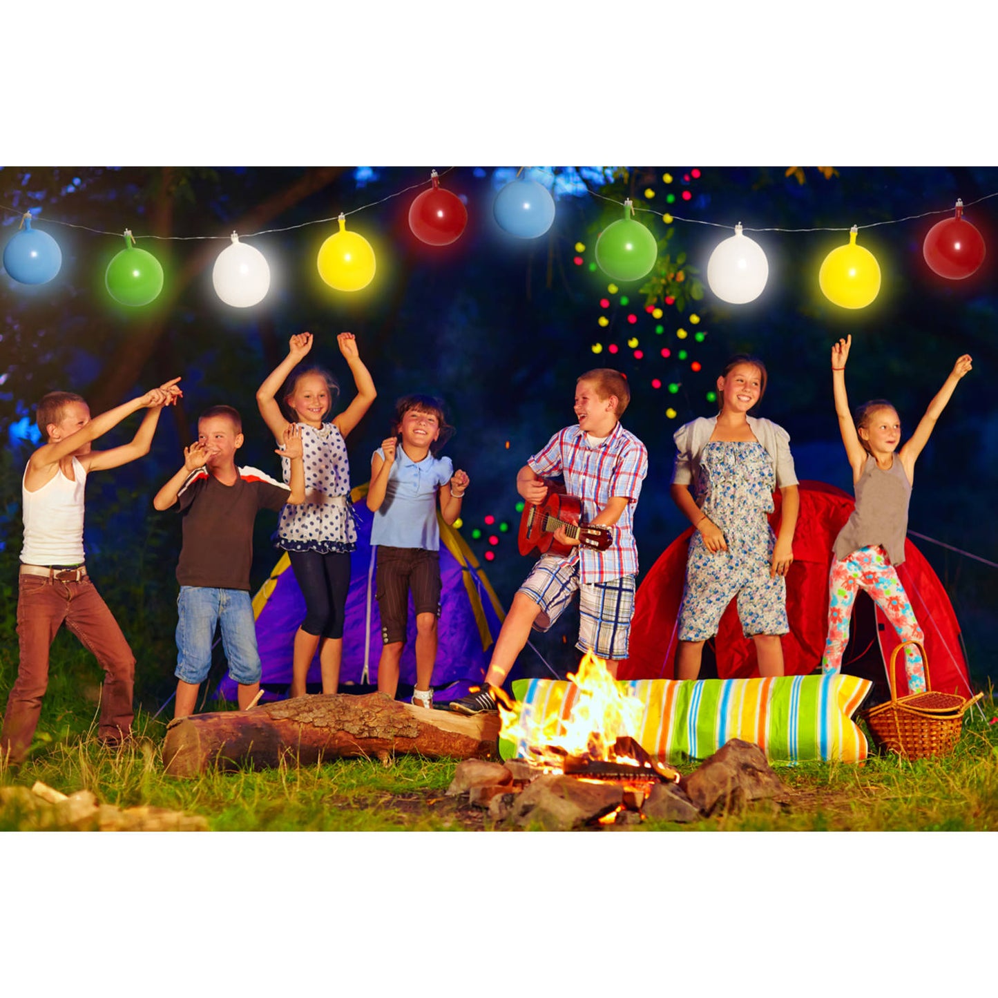 Ballonslinger Multicolor met Wit LED