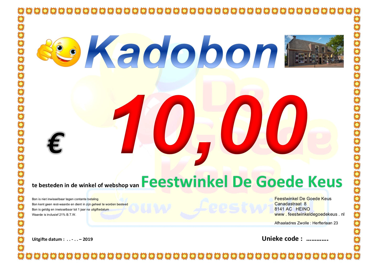Kadobon DeGoedeKeus 10