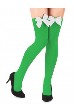 Groene kousen met witte strik