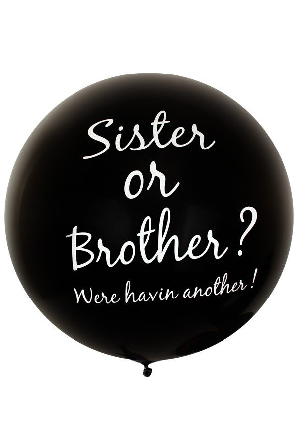 Ballon Sister or Brother zwart 90 cm.