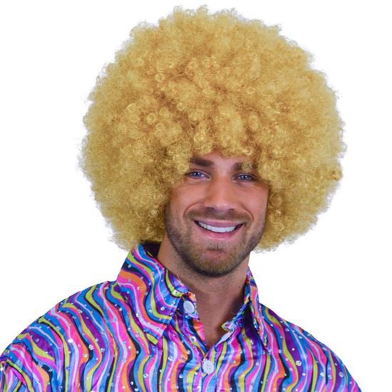 Pruik Afro blond XL