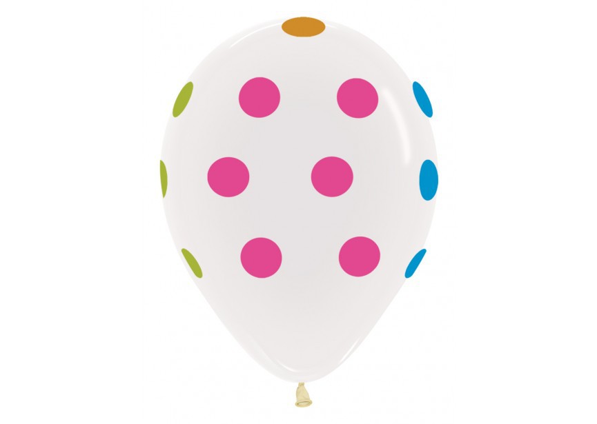 Ballon Neon Polka Dots Crystal Clear 30cm