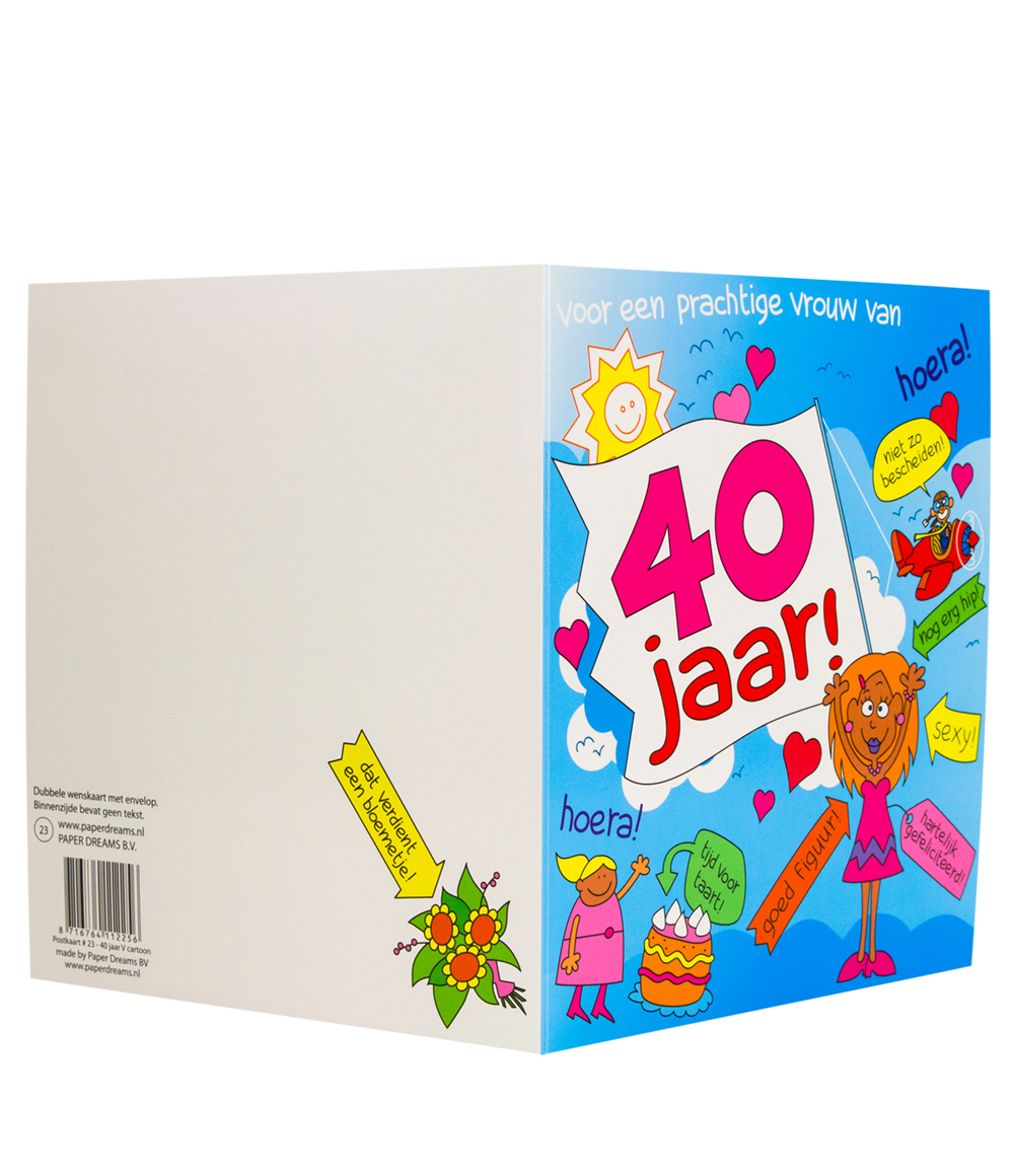 Wenskaart 40 jaar Vrouw Cartoon
