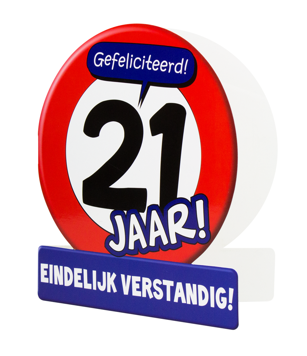 Wenskaart 21 jaar Verkeersbord