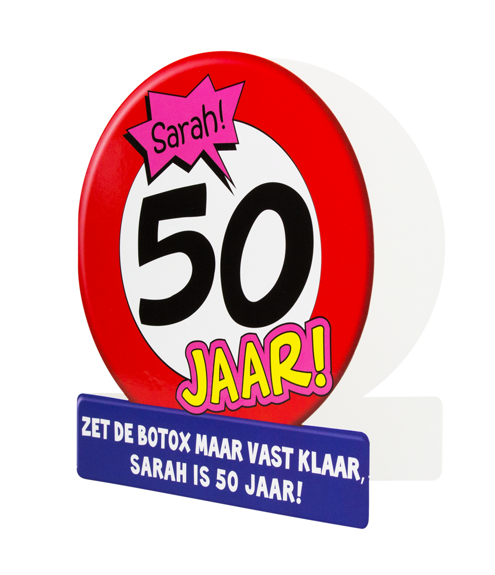 Wenskaart Sarah 50 Verkeersbord
