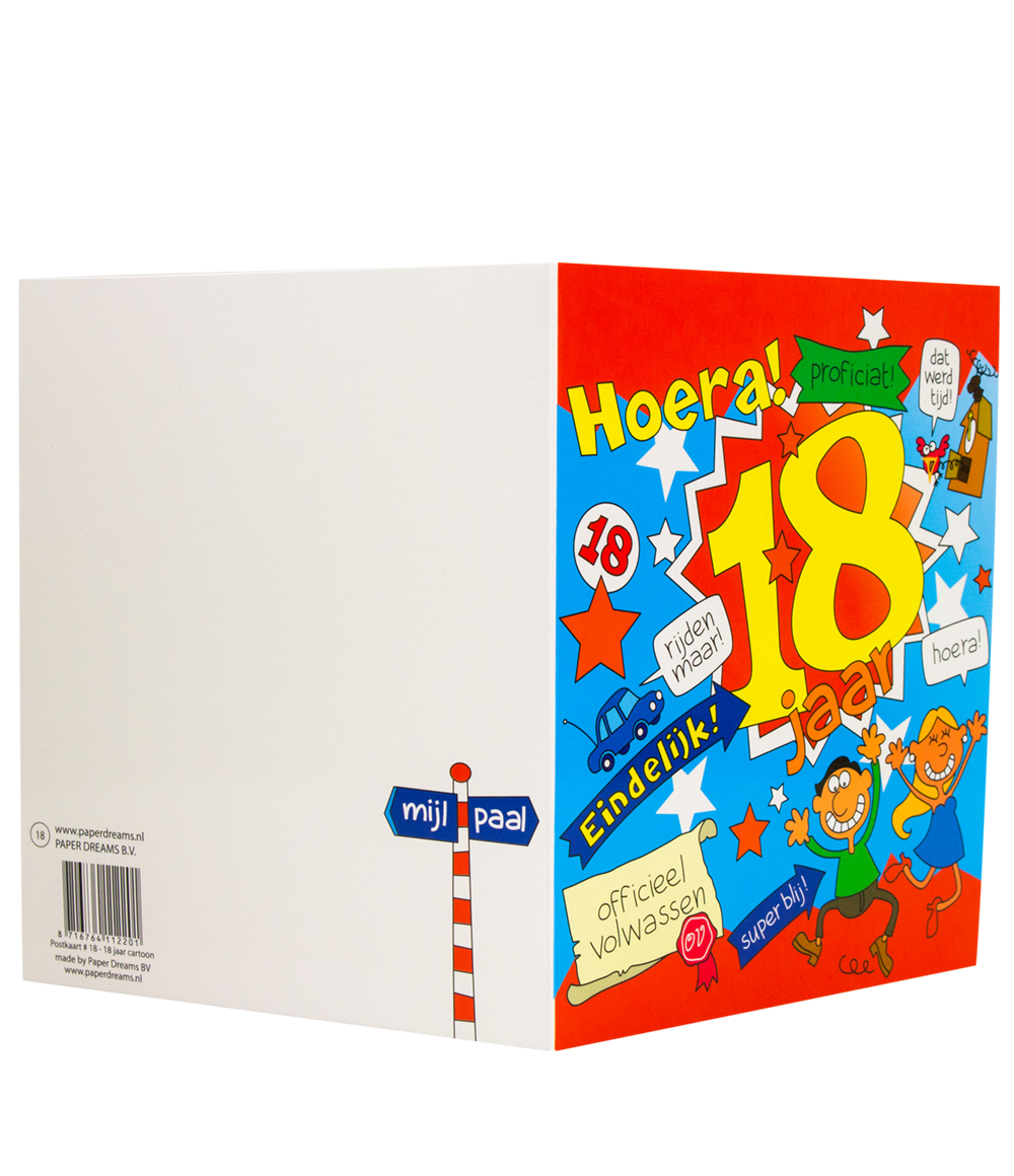 Wenskaart 18 jaar Cartoon