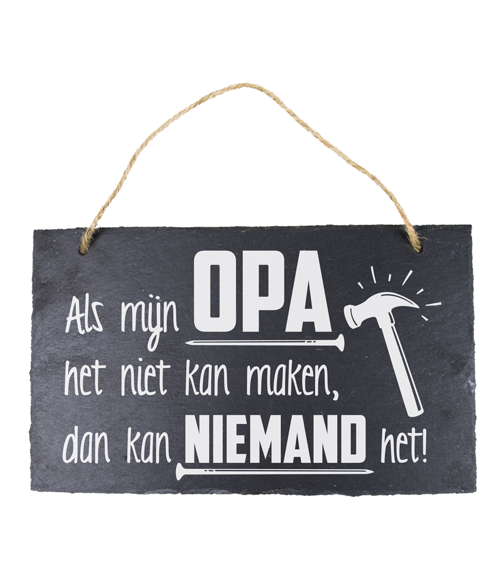 Leisteen bordje Opa