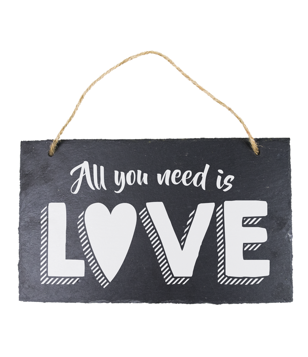 Leisteen bordje All you need is love