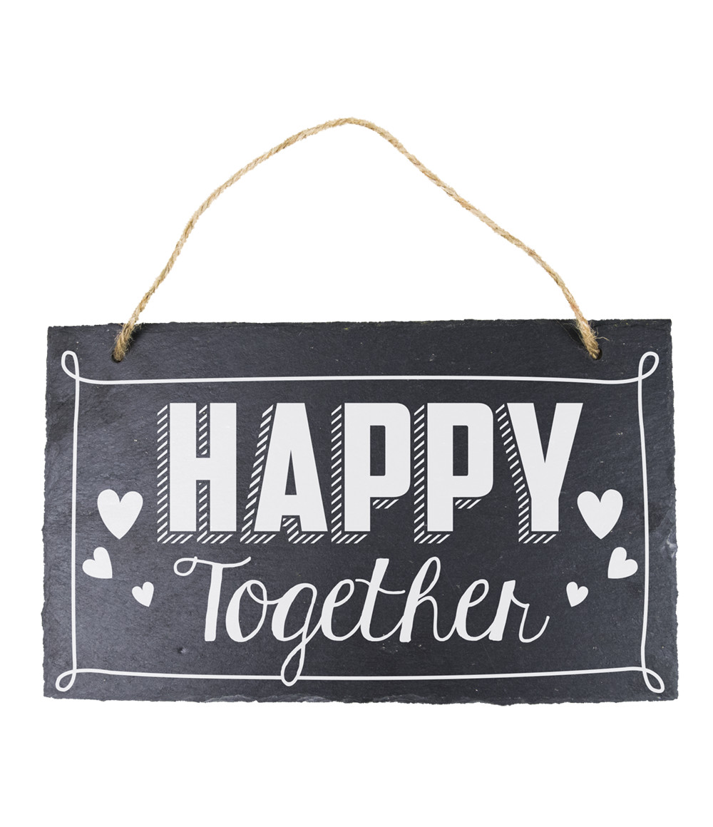 Leisteen bordje Happy together