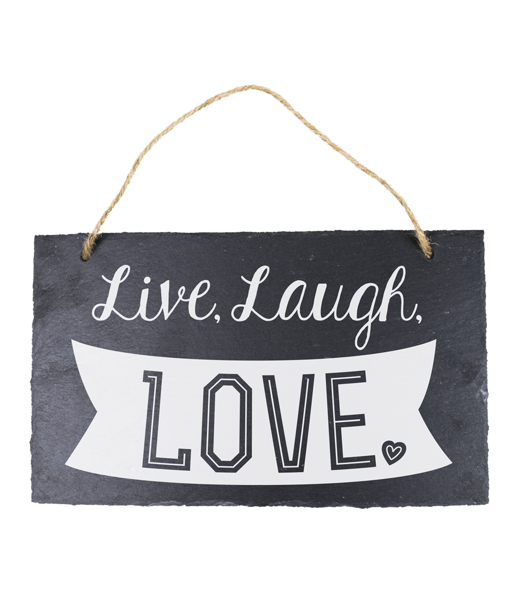 Leisteen bordje Live Laugh Love