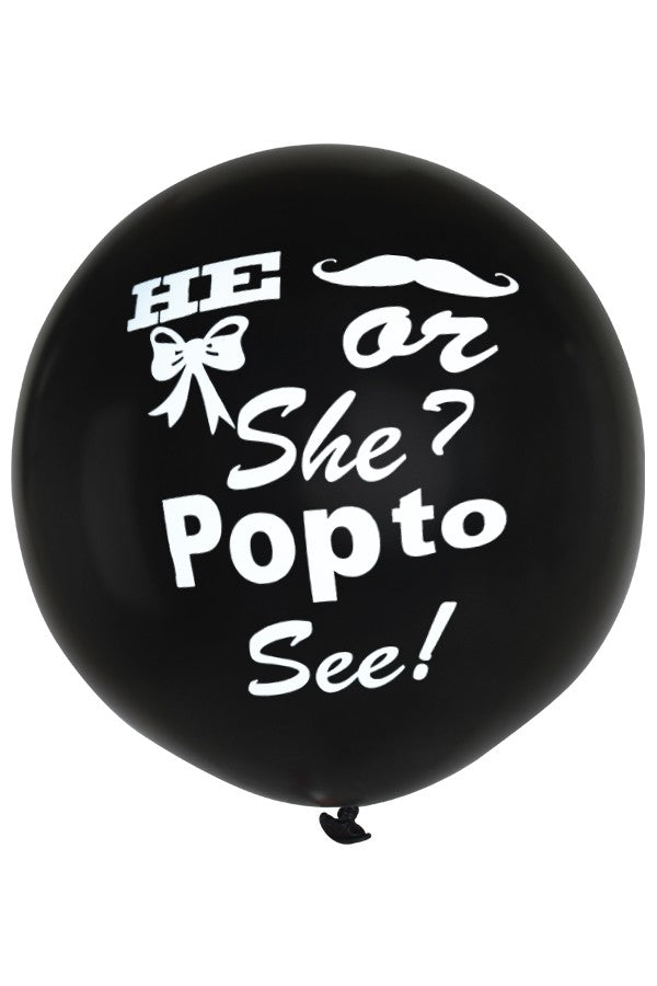 Ballon He or She zwart 90 cm.