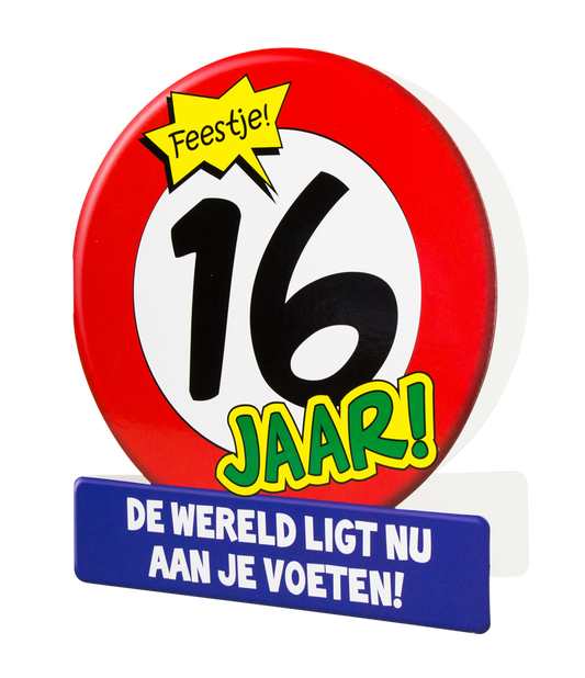 Wenskaart 16 jaar Verkeersbord