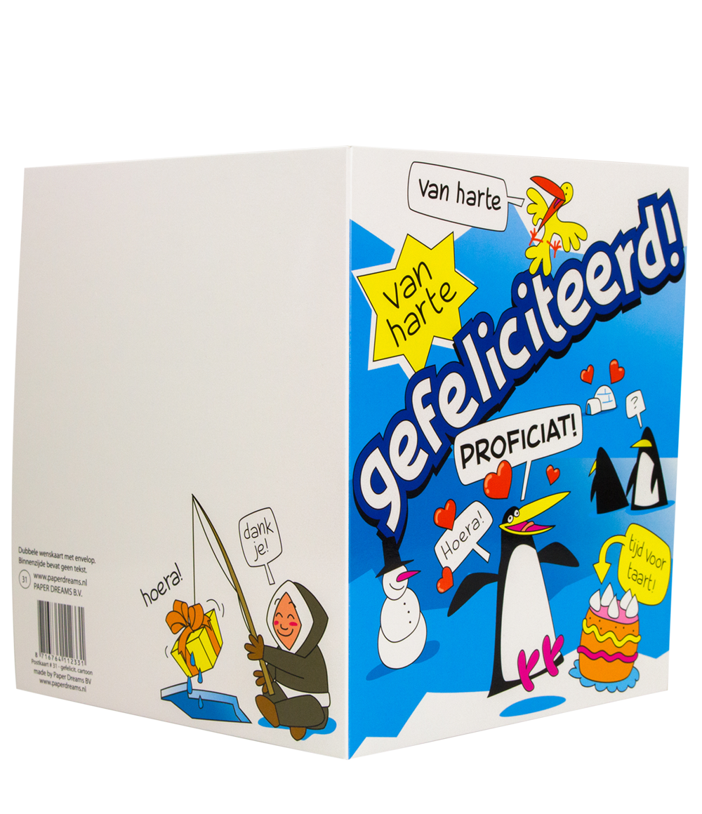 Wenskaart Gefeliciteerd pinguïn Cartoon