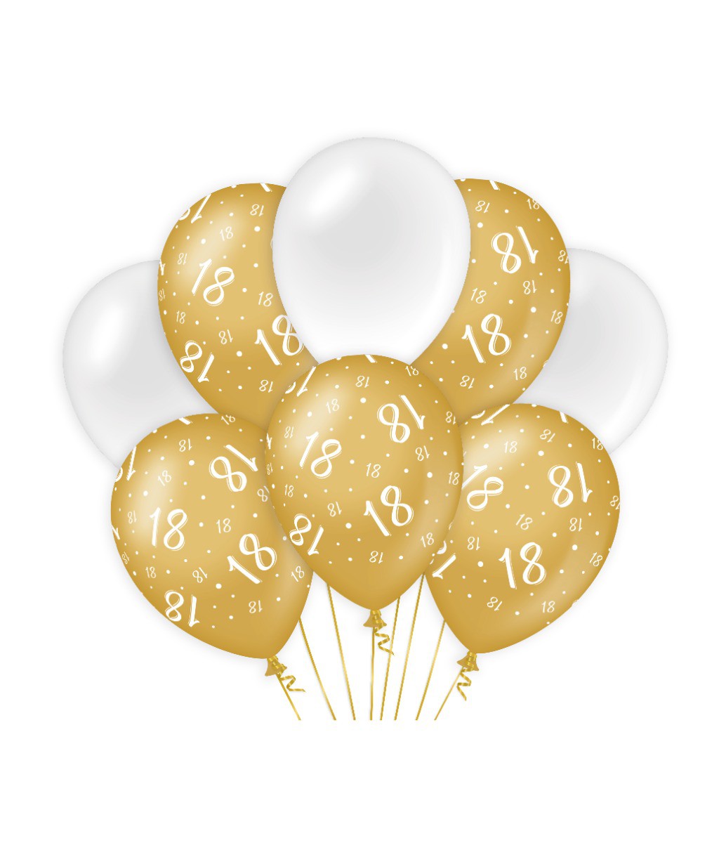 Ballonnen 18 jaar goud en wit