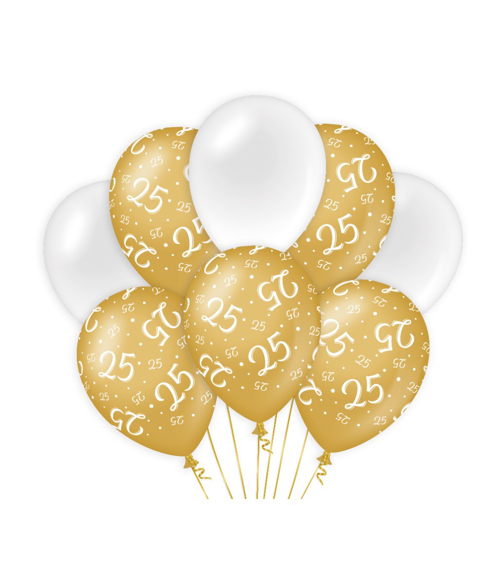 Ballonnen 25 jaar goud en wit