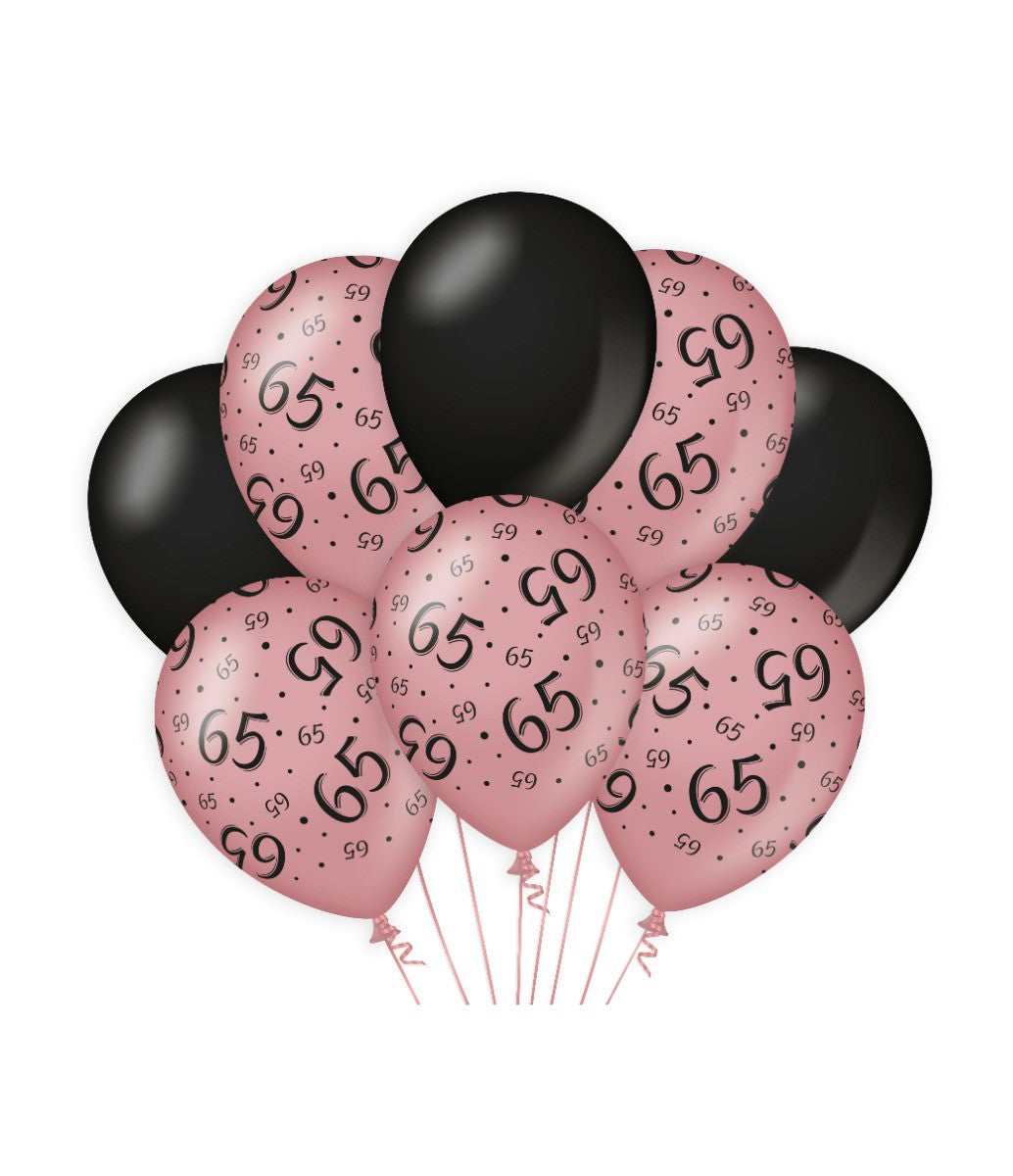Ballonnen 65 jaar rosé goud en zwart