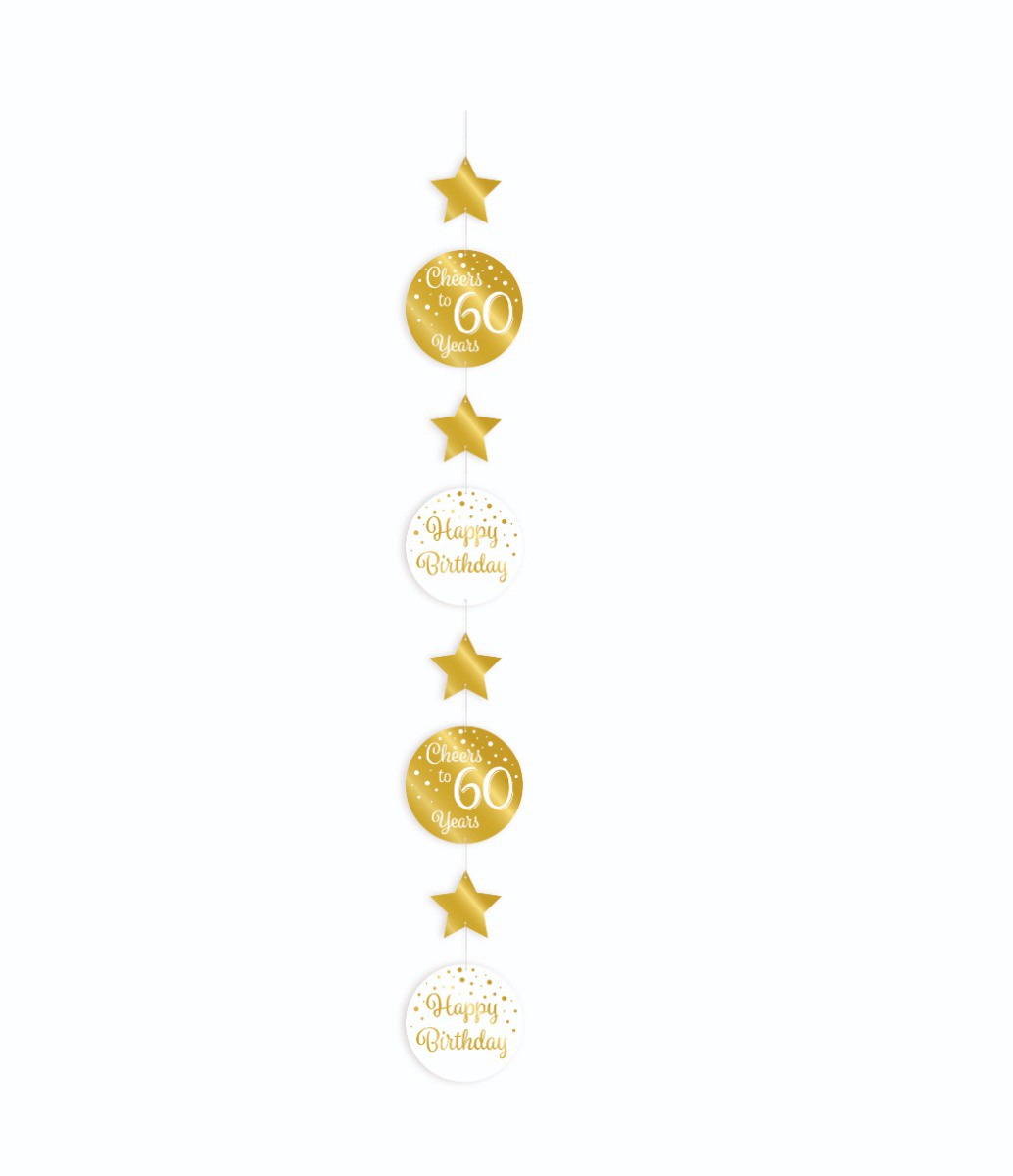 Hang decoratie 60 jaar goud en wit