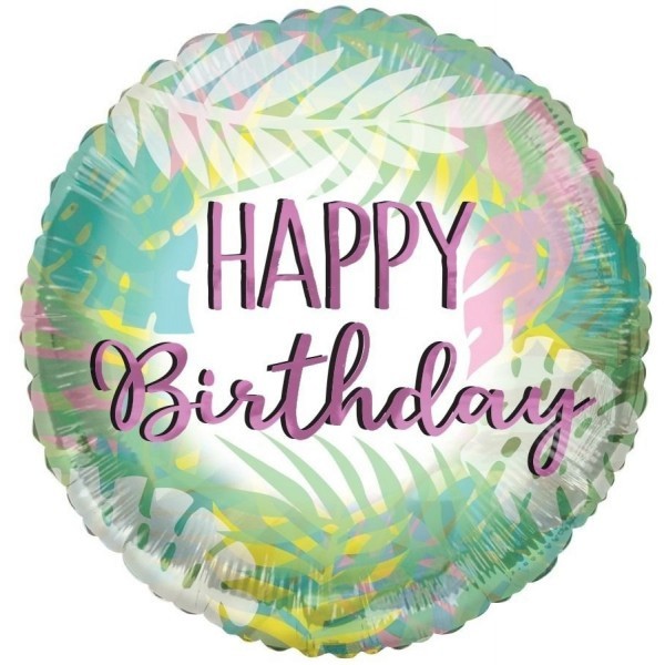Folieballon Happy Birthday bladeren