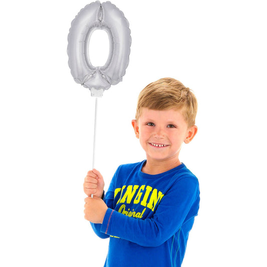 Mini Folieballon 0 zilver