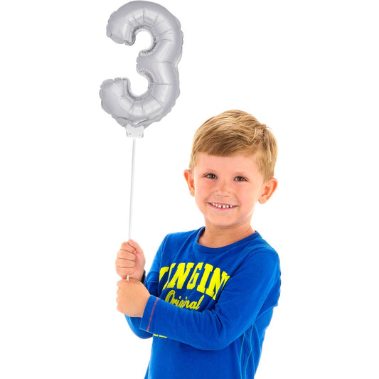 Mini Folieballon 3 zilver