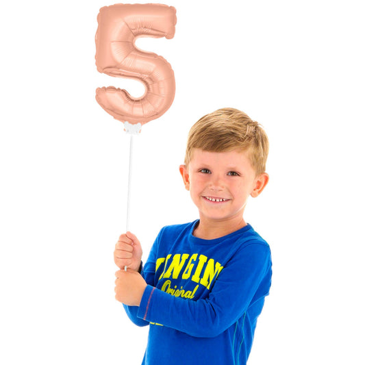 Mini Folieballon 5 rosé goud