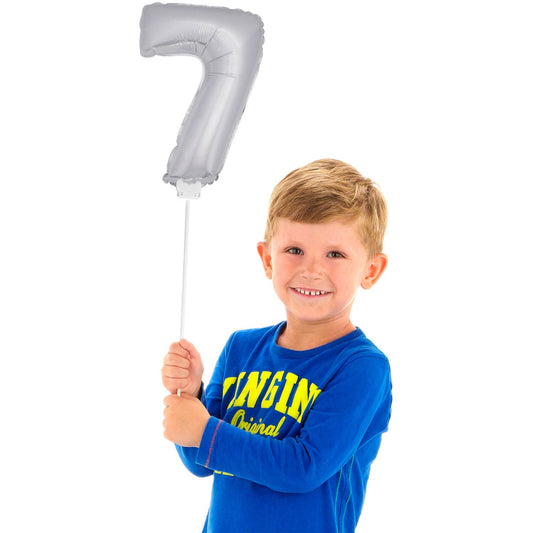 Mini Folieballon 7 zilver