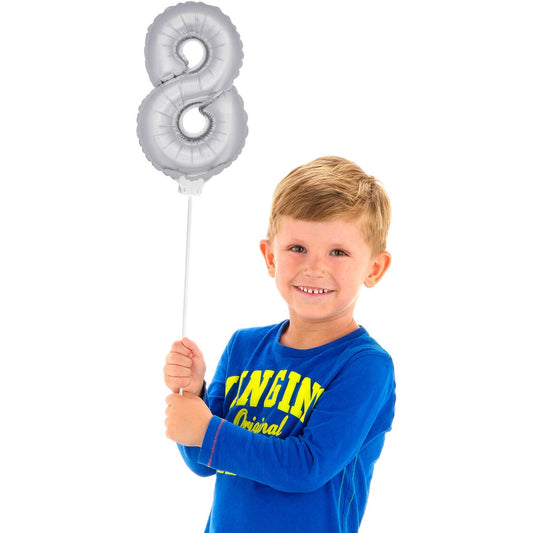 Mini Folieballon 8 zilver