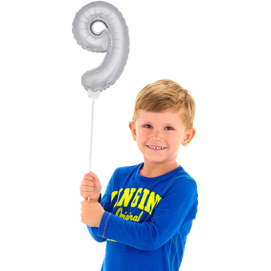 Mini Folieballon 9 zilver