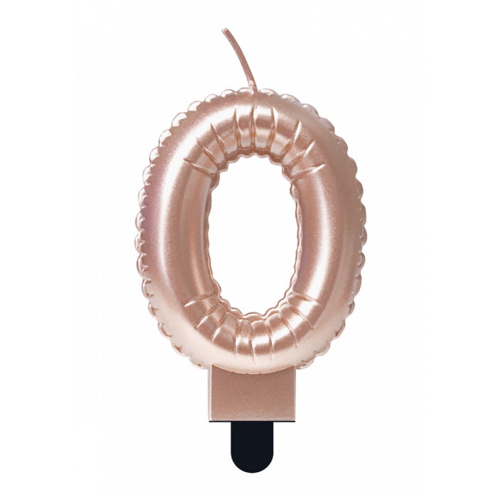 Folieballon Cijfer kaars 0 rosé goud