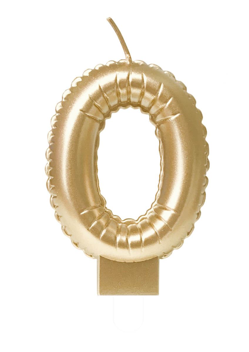 Folieballon Cijfer kaars 0 goud