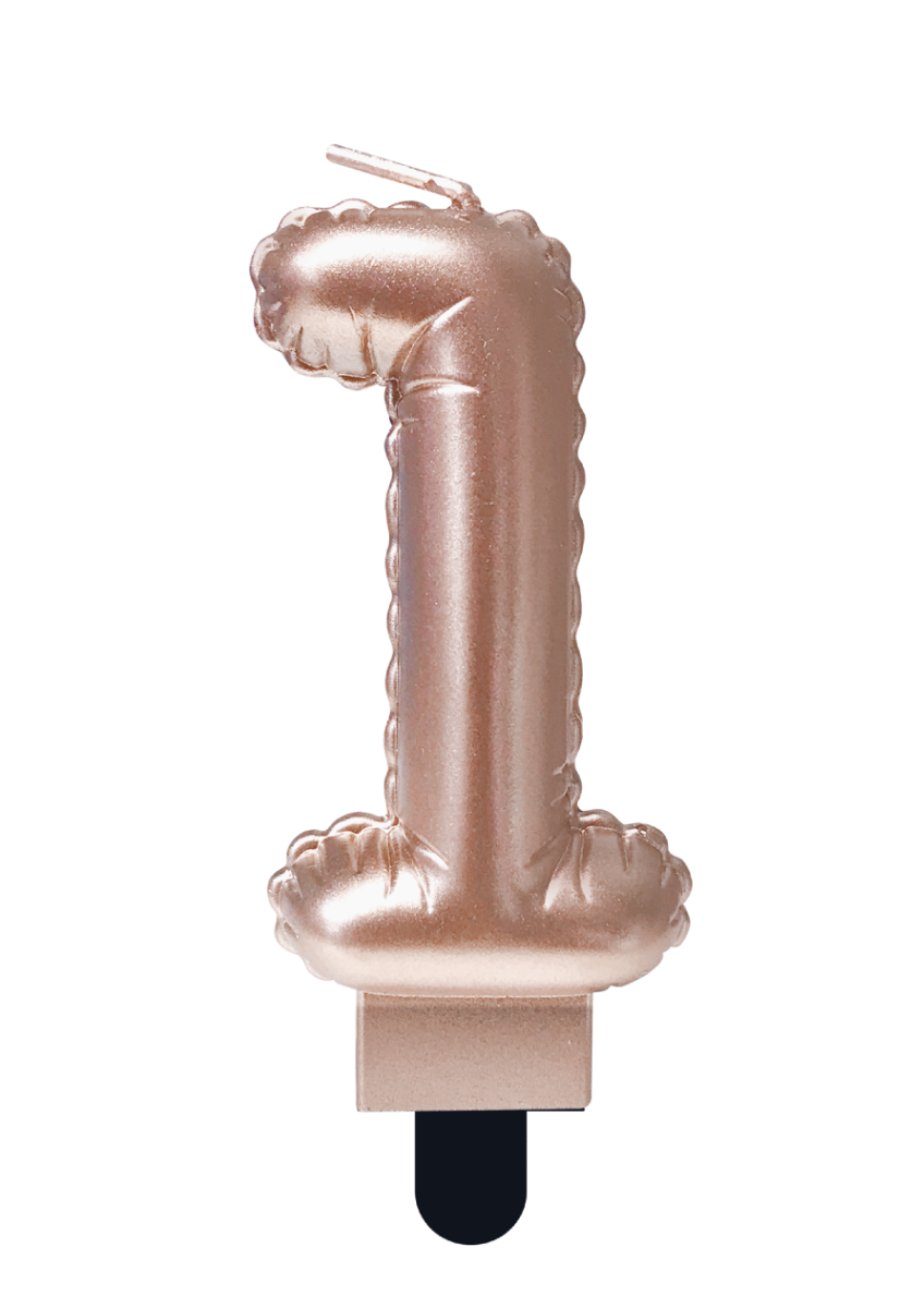 Folieballon Cijfer kaars 1 rosé goud