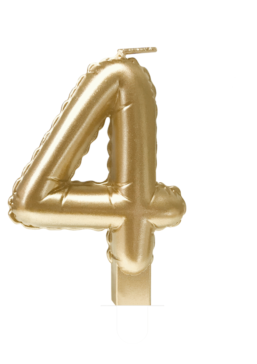 Folieballon Cijfer kaars 4 goud