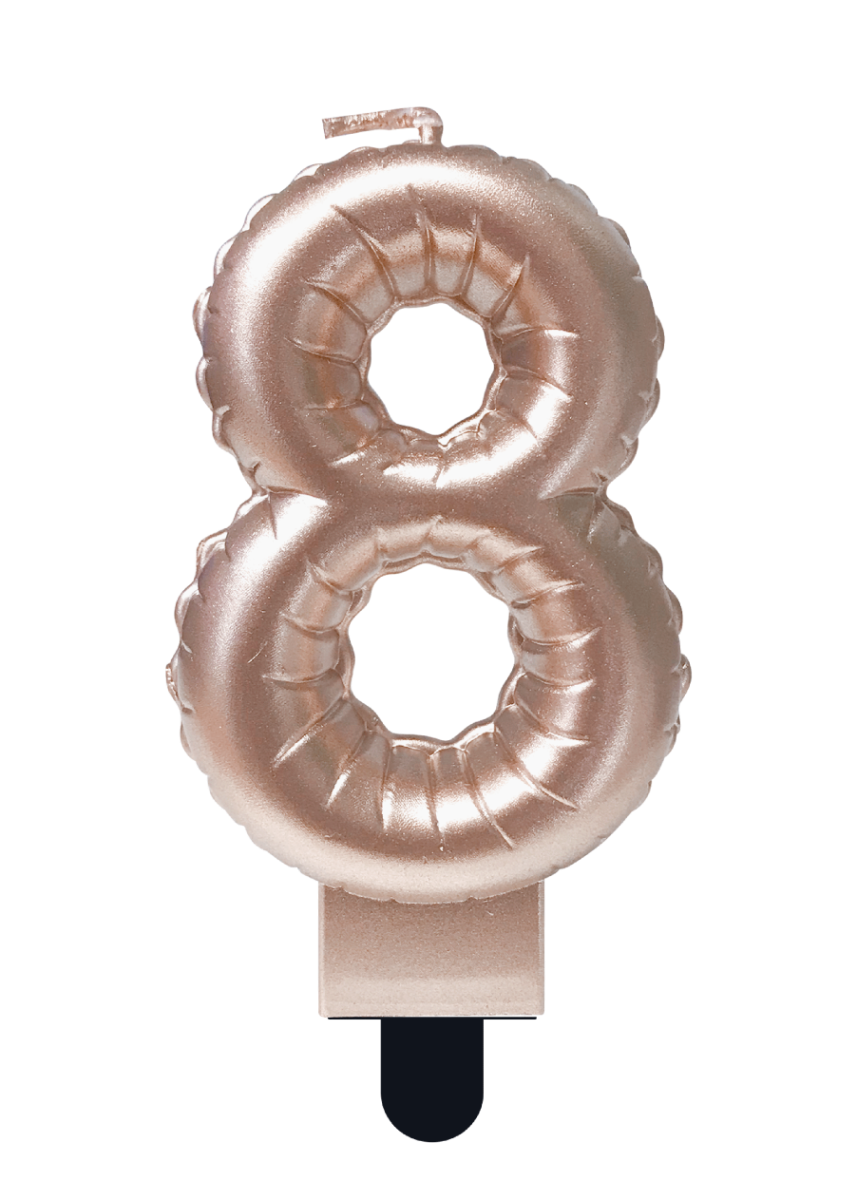 Folieballon Cijfer kaars 8 rosé goud