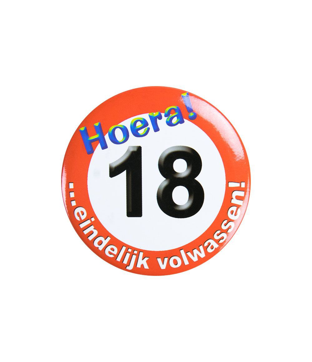 Button 18 jaar Verkeersbord