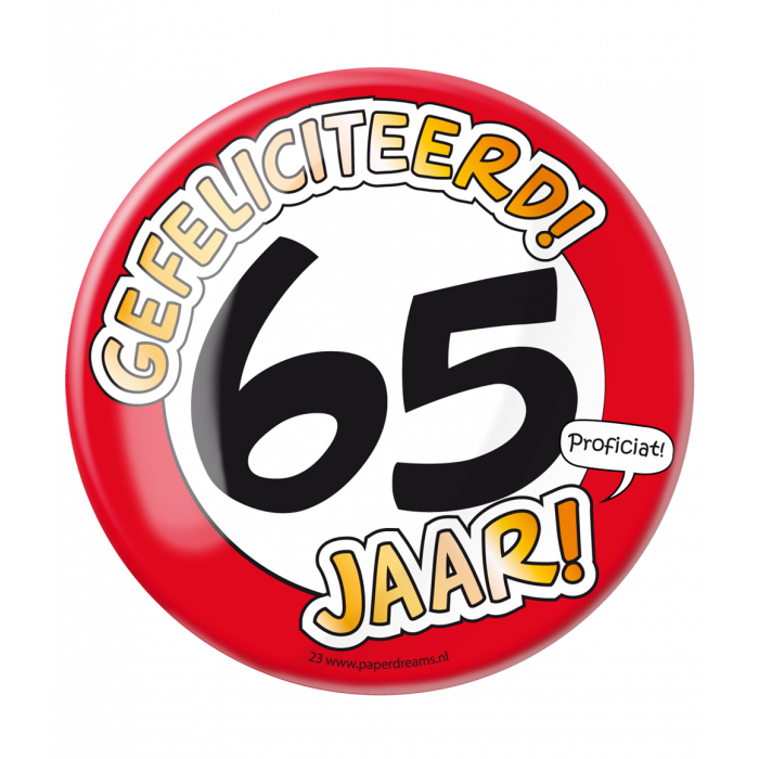 Button XL 65 jaar