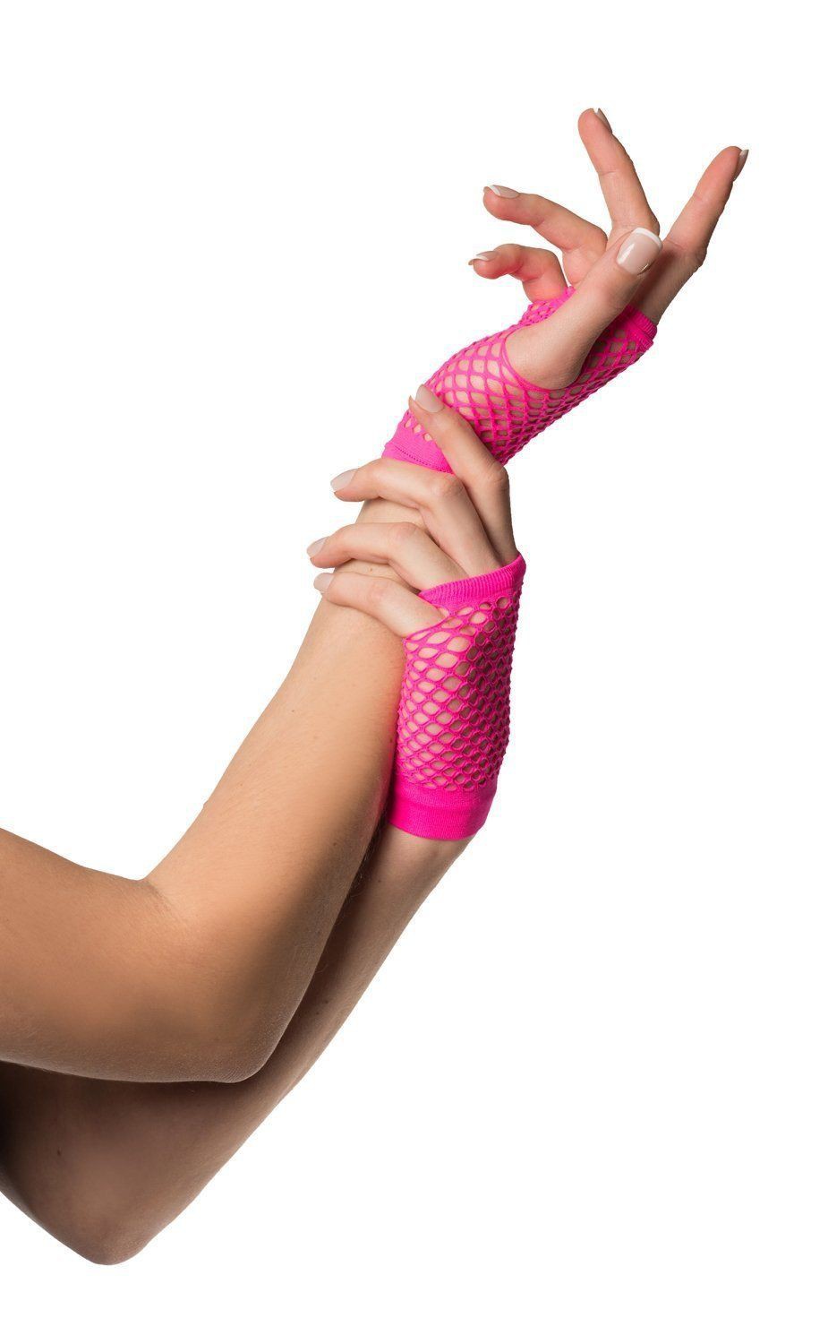Vingerloze Nethandschoen Kort Neon Roze