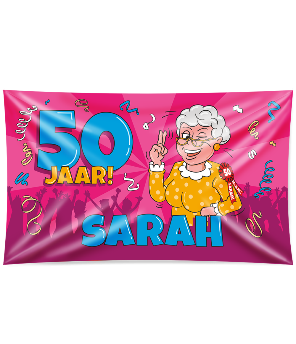 Gevelvlag Sarah 50 jaar XXL Cartoon